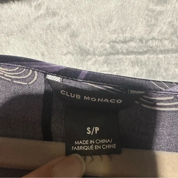 Club Monaco Briley Open-Back Black 100% Silk Floral Print Long Sleeve Blouse #44 - Picture 13 of 16